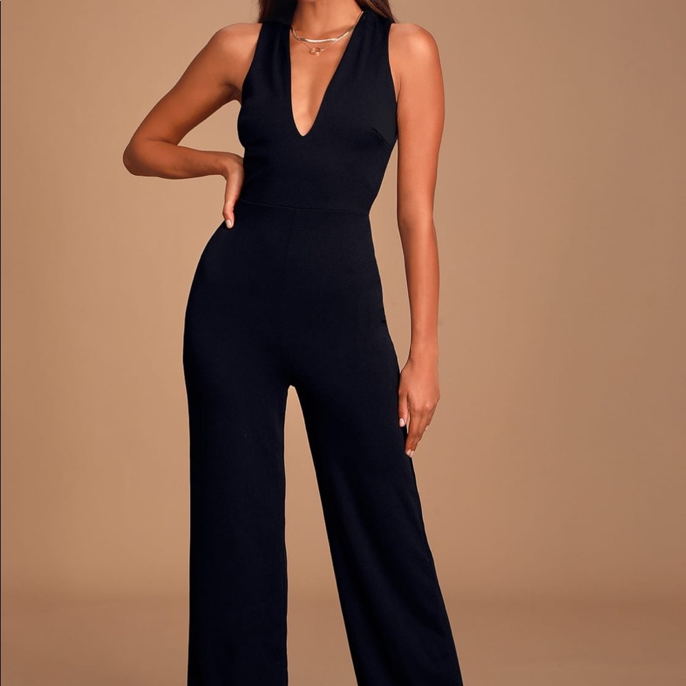 Lulus Thinking Out Loud Black Backless Jumpsuit